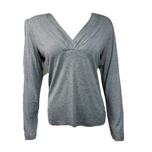 COLDWATER CREEK Solid All Grey Gray V Neck Long Sleeve Top Womens Size S Small